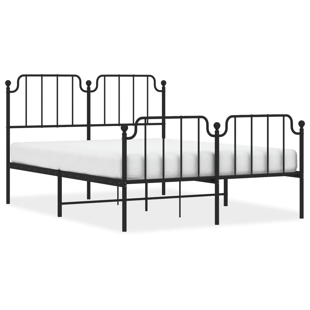 Bedframe Met Hoofd- En Voeteneinde Metaal 140 x 190 cm Zwart met hoofdbord & voetbord