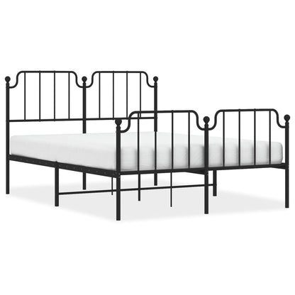 Bedframe Met Hoofd- En Voeteneinde Metaal 140 x 190 cm Zwart met hoofdbord & voetbord