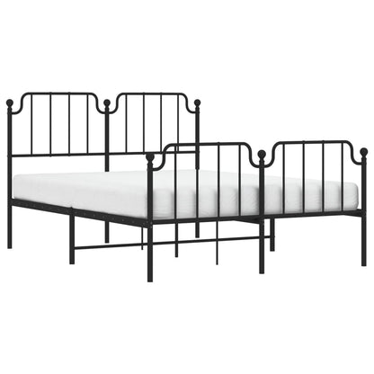 Bedframe Met Hoofd- En Voeteneinde Metaal 140 x 190 cm Zwart met hoofdbord & voetbord