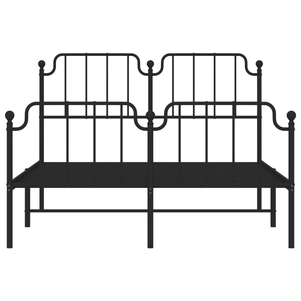 Bedframe Met Hoofd- En Voeteneinde Metaal 140 x 190 cm Zwart met hoofdbord & voetbord