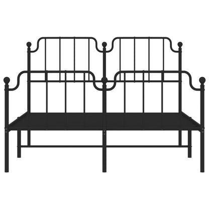 Bedframe Met Hoofd- En Voeteneinde Metaal 140 x 190 cm Zwart met hoofdbord & voetbord