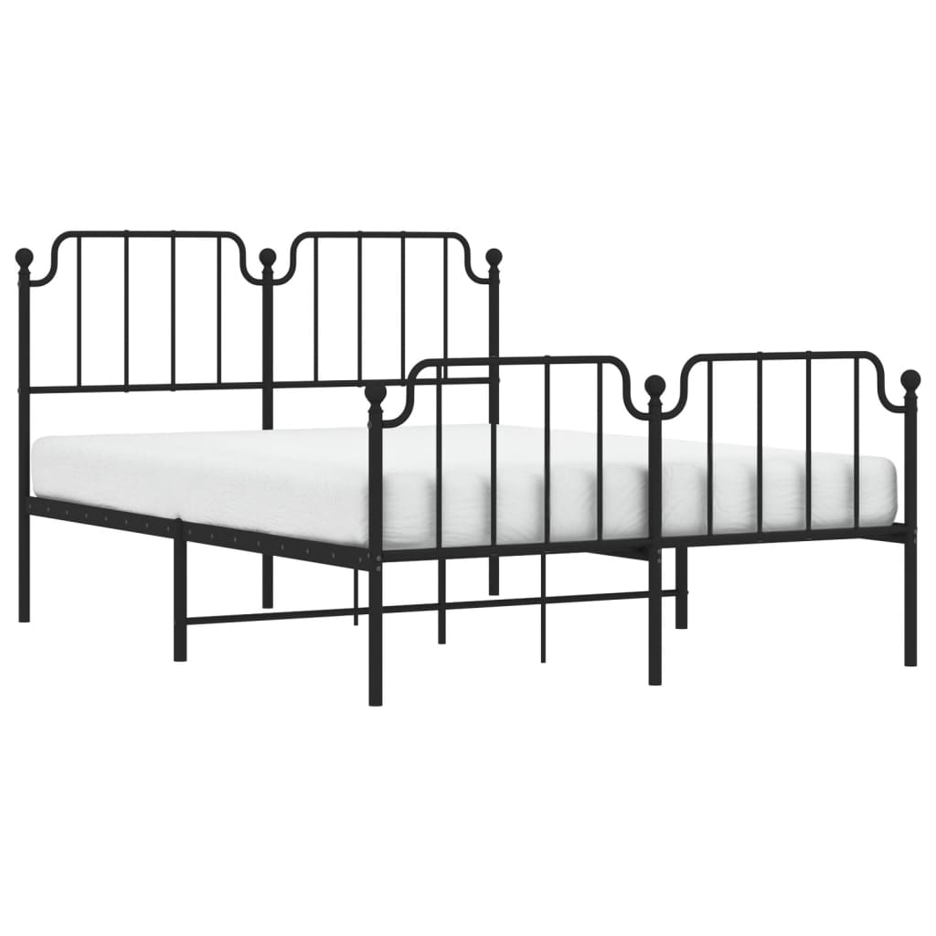 Bedframe Met Hoofd- En Voeteneinde Metaal 140 x 200 cm Zwart met hoofdbord & voetbord
