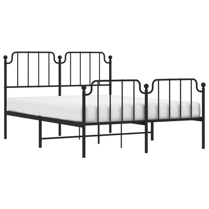 Bedframe Met Hoofd- En Voeteneinde Metaal 140 x 200 cm Zwart met hoofdbord & voetbord