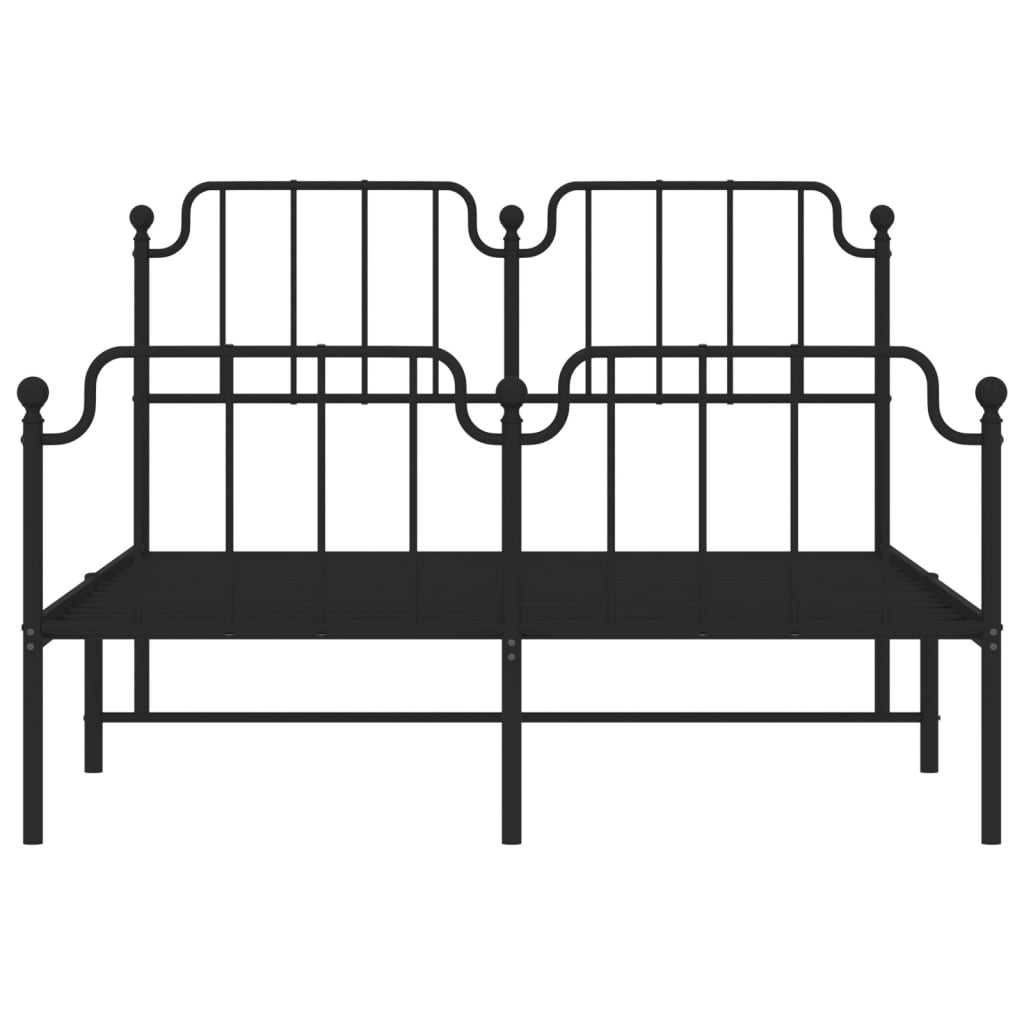 Bedframe Met Hoofd- En Voeteneinde Metaal 140 x 200 cm Zwart met hoofdbord & voetbord