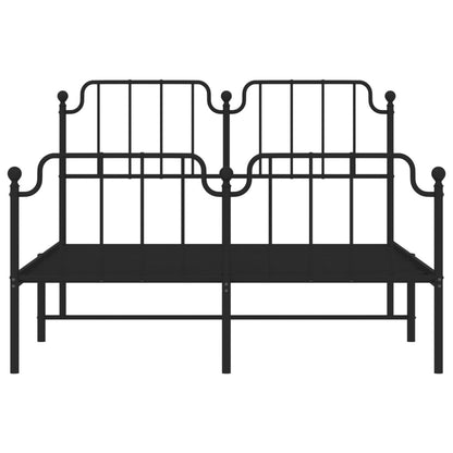 Bedframe Met Hoofd- En Voeteneinde Metaal 140 x 200 cm Zwart met hoofdbord & voetbord