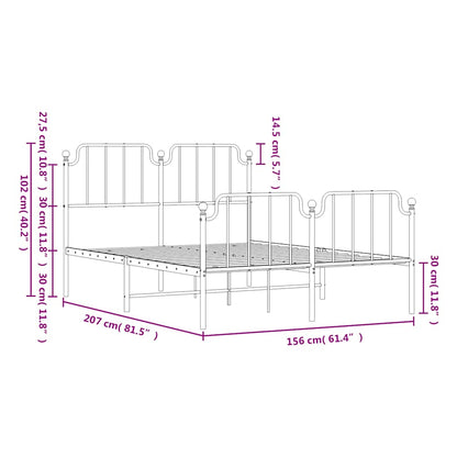 Bedframe Met Hoofd- En Voeteneinde Metaal 150 x 200 cm