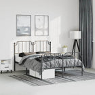 Bedframe 150x200 cm metaal zwart met hoofd- en voeteneinde