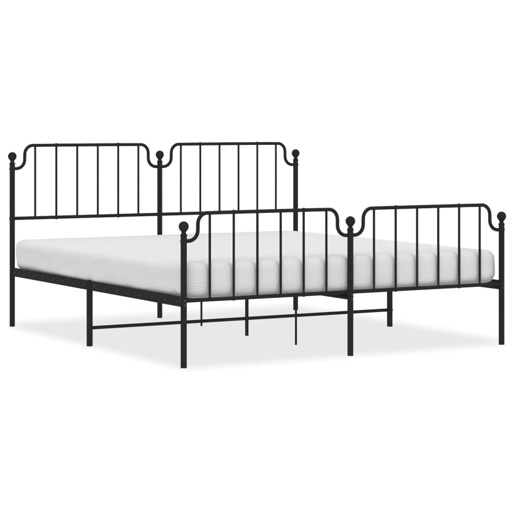 Bedframe Met Hoofd- En Voeteneinde Metaal 183 x 213 cm Zwart met hoofdbord & voetbord