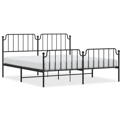 Bedframe Met Hoofd- En Voeteneinde Metaal 183 x 213 cm Zwart met hoofdbord & voetbord