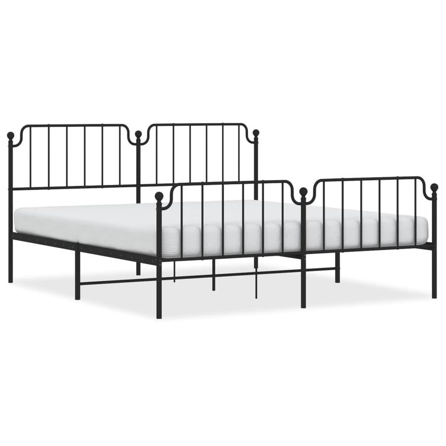 Bedframe Met Hoofd- En Voeteneinde Metaal 183 x 213 cm Zwart met hoofdbord & voetbord