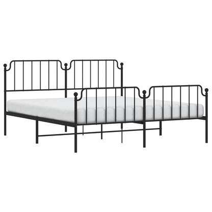 Bedframe Met Hoofd- En Voeteneinde Metaal 183 x 213 cm Zwart met hoofdbord & voetbord
