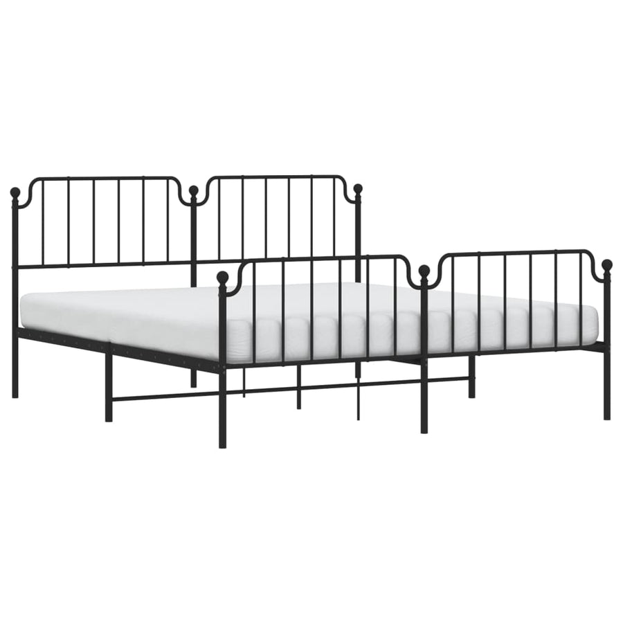 Bedframe Met Hoofd- En Voeteneinde Metaal 183 x 213 cm Zwart met hoofdbord & voetbord