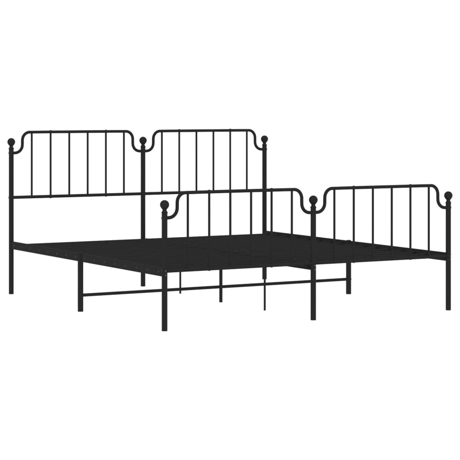 Bedframe Met Hoofd- En Voeteneinde Metaal 183 x 213 cm Zwart met hoofdbord & voetbord