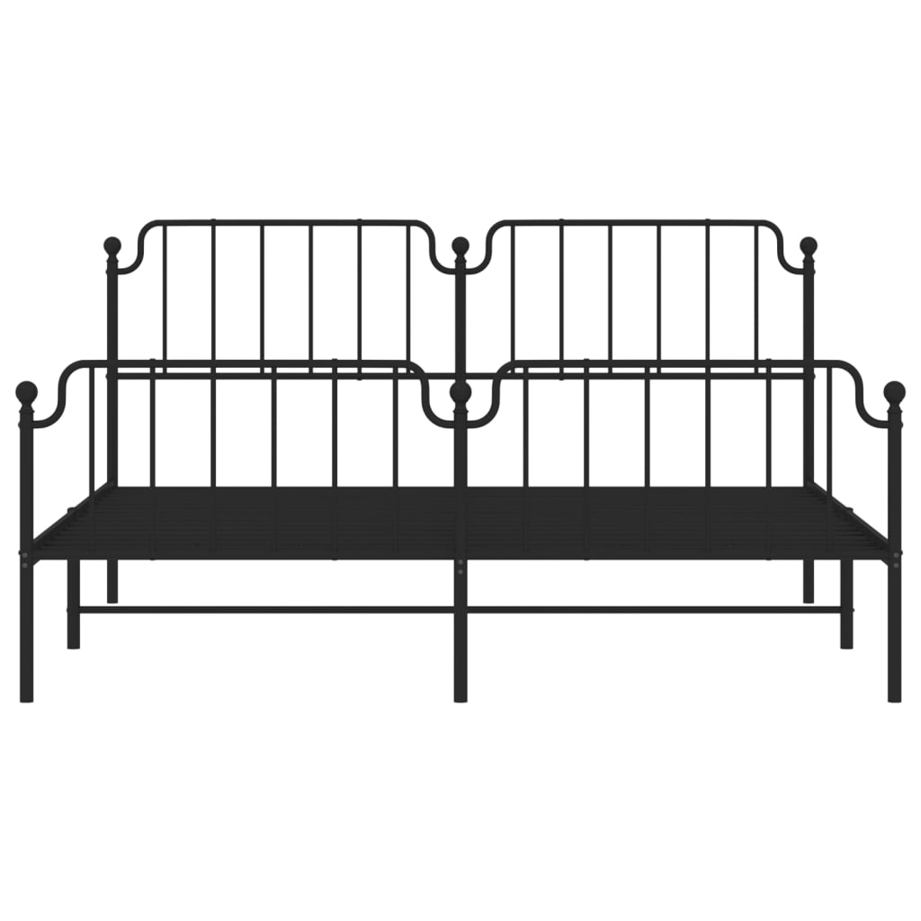 Bedframe Met Hoofd- En Voeteneinde Metaal 183 x 213 cm Zwart met hoofdbord & voetbord