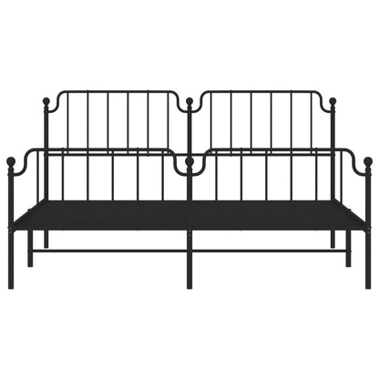 Bedframe Met Hoofd- En Voeteneinde Metaal 183 x 213 cm Zwart met hoofdbord & voetbord