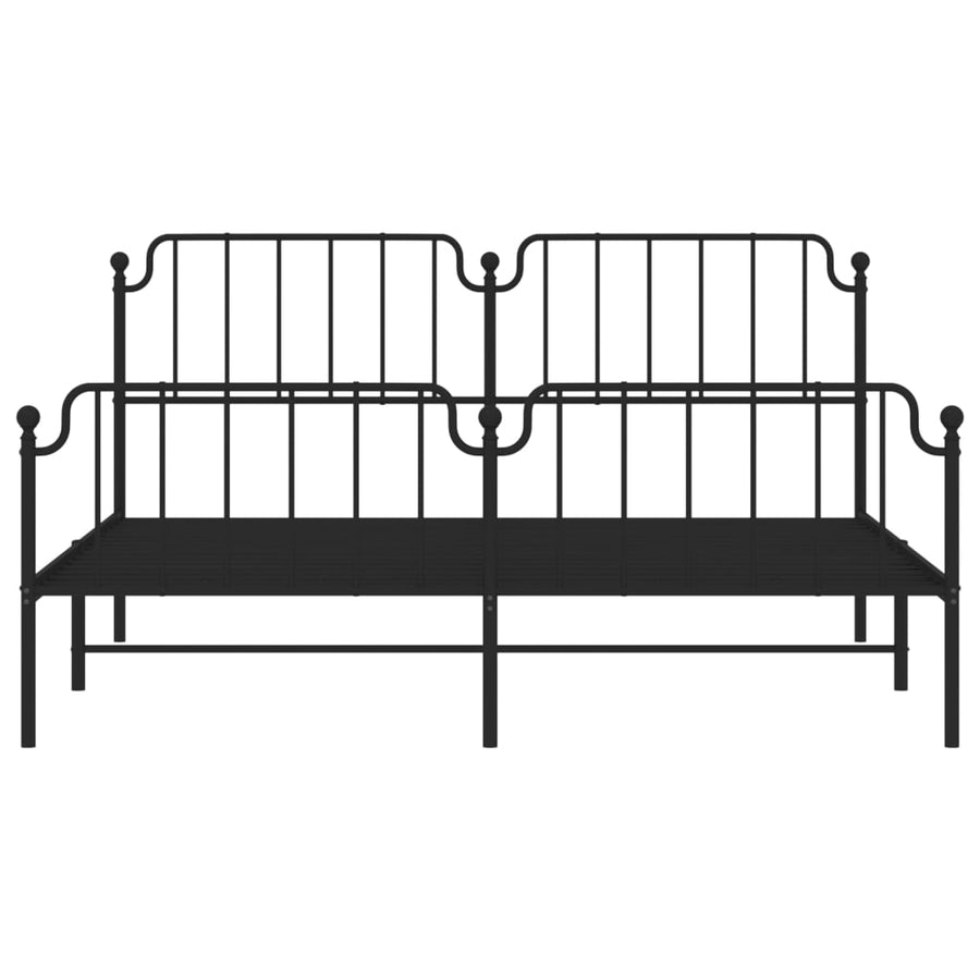 Bedframe Met Hoofd- En Voeteneinde Metaal 183 x 213 cm Zwart met hoofdbord & voetbord