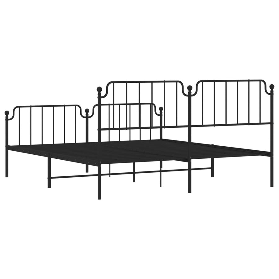 Bedframe Met Hoofd- En Voeteneinde Metaal 183 x 213 cm Zwart met hoofdbord & voetbord