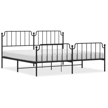 Bedframe Met Hoofd- En Voeteneinde Metaal 193 x 203 cm Zwart met hoofdbord & voetbord