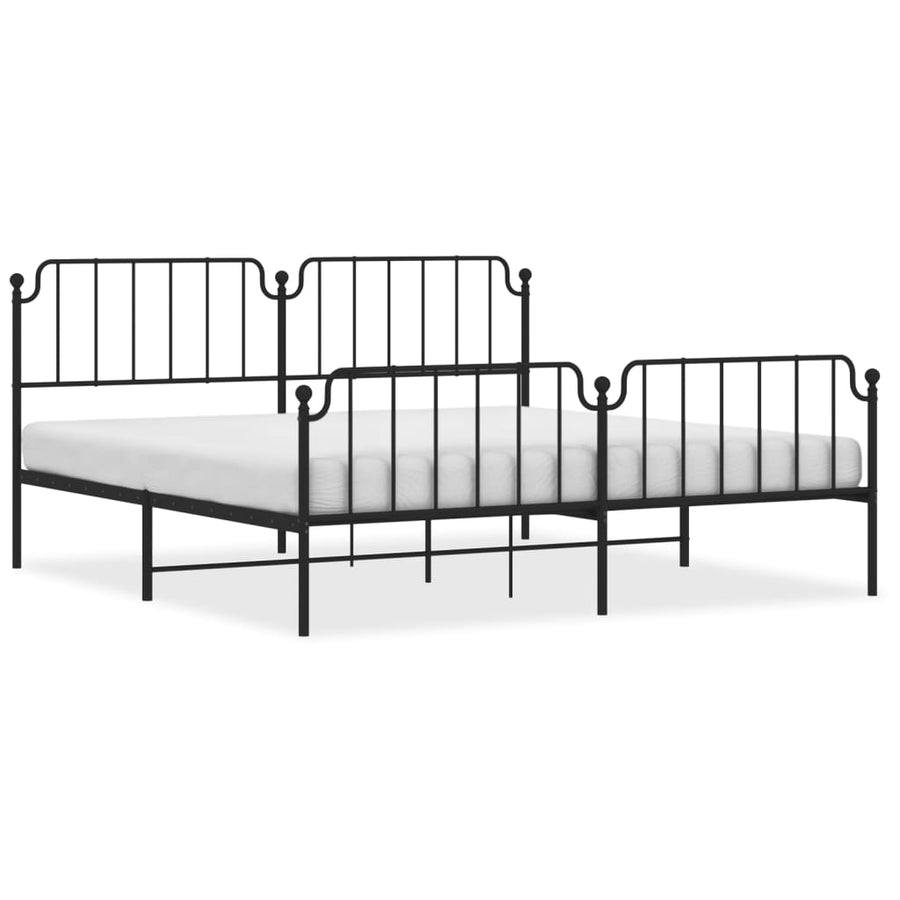 Bedframe Met Hoofd- En Voeteneinde Metaal 193 x 203 cm Zwart met hoofdbord & voetbord