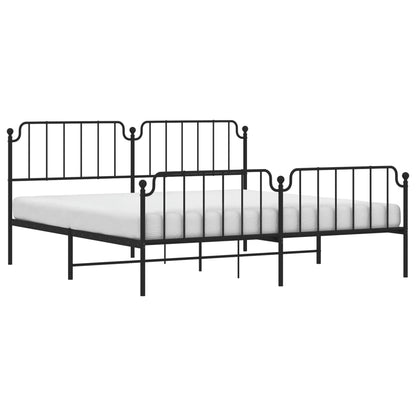 Bedframe Met Hoofd- En Voeteneinde Metaal 193 x 203 cm Zwart met hoofdbord & voetbord