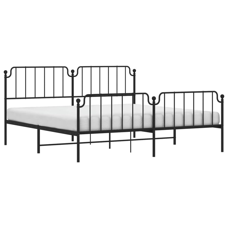 Bedframe Met Hoofd- En Voeteneinde Metaal 193 x 203 cm Zwart met hoofdbord & voetbord