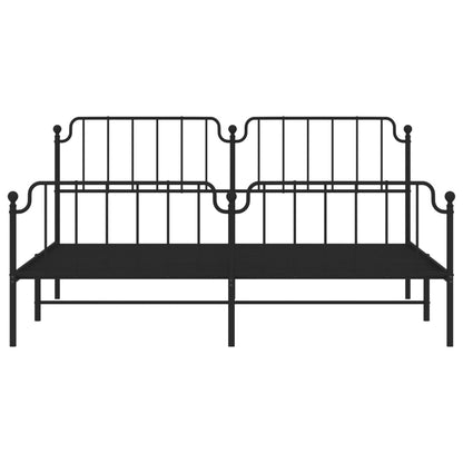 Bedframe Met Hoofd- En Voeteneinde Metaal 193 x 203 cm Zwart met hoofdbord & voetbord