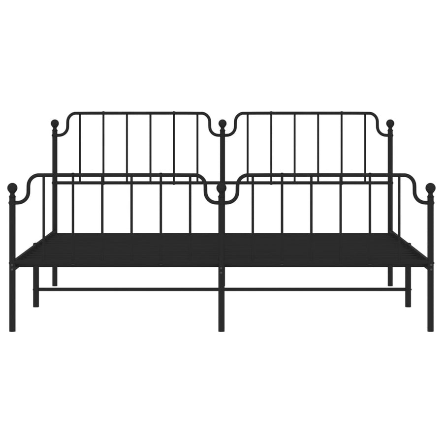 Bedframe Met Hoofd- En Voeteneinde Metaal 193 x 203 cm Zwart met hoofdbord & voetbord