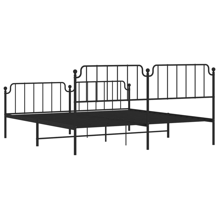 Bedframe Met Hoofd- En Voeteneinde Metaal 193 x 203 cm Zwart met hoofdbord & voetbord