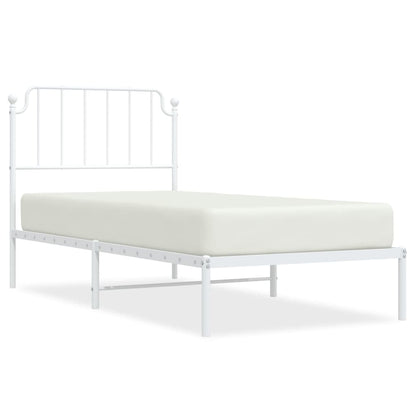 Bedframe met hoofdbord metaal wit 90x200 cm