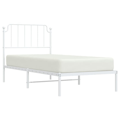 Bedframe met hoofdbord metaal wit 90x200 cm