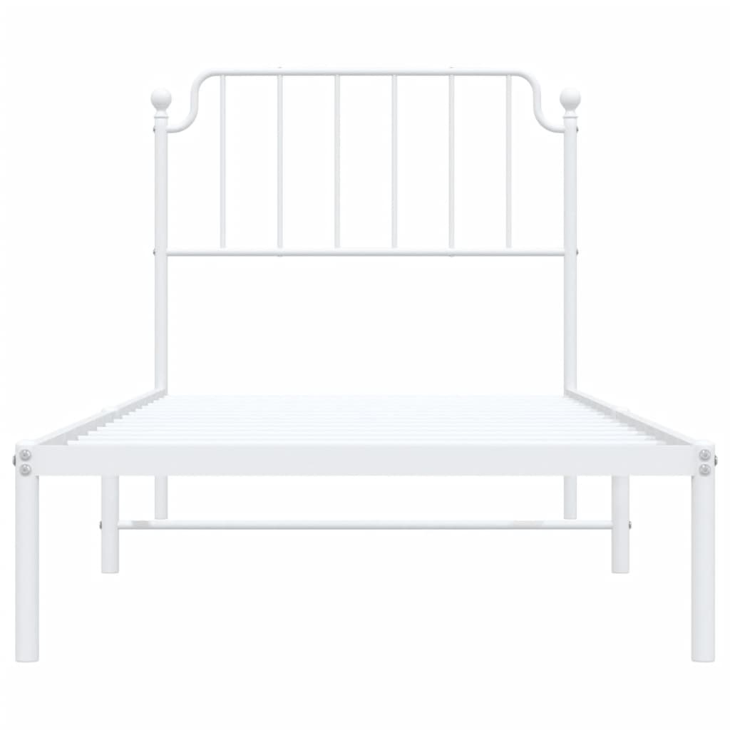 Bedframe met hoofdbord metaal wit 90x200 cm