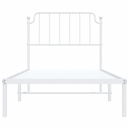 Bedframe met hoofdbord metaal wit 90x200 cm