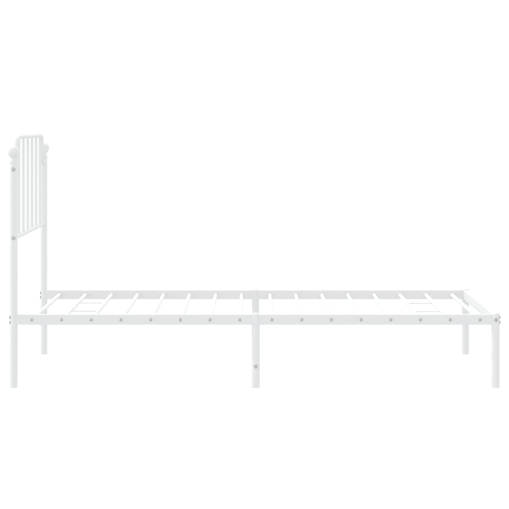 Bedframe met hoofdbord metaal wit 90x200 cm