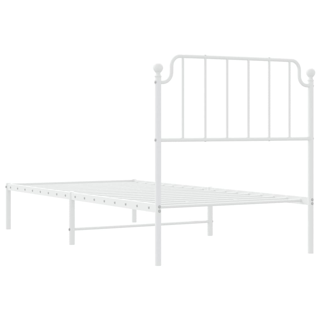 Bedframe met hoofdbord metaal wit 90x200 cm