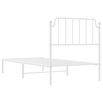 Bedframe met hoofdbord metaal wit 90x200 cm