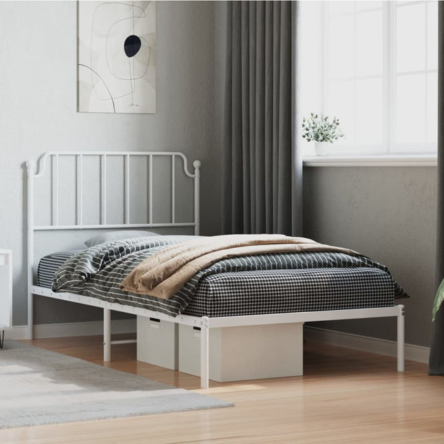 Bedframe Metaal 100 x 190 cm Wit met hoofdbord