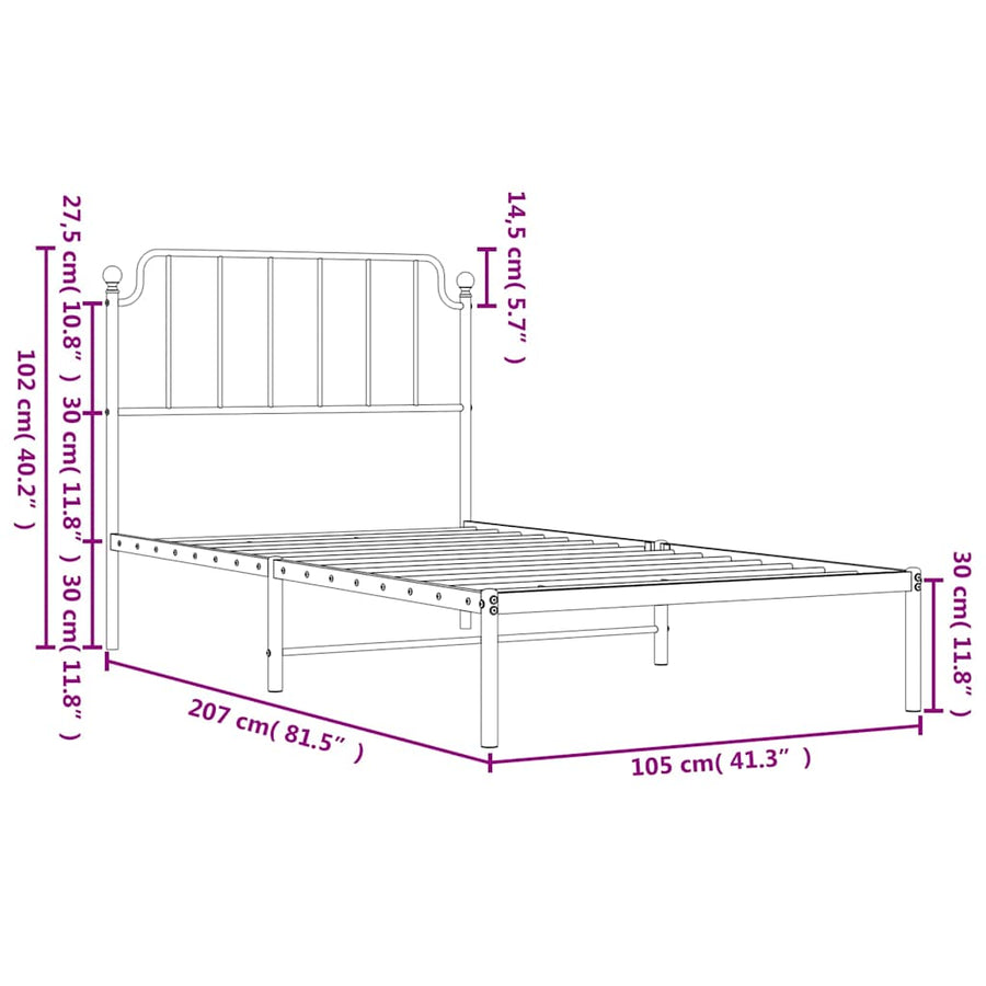 Bedframe Metaal 100 x 200 cm