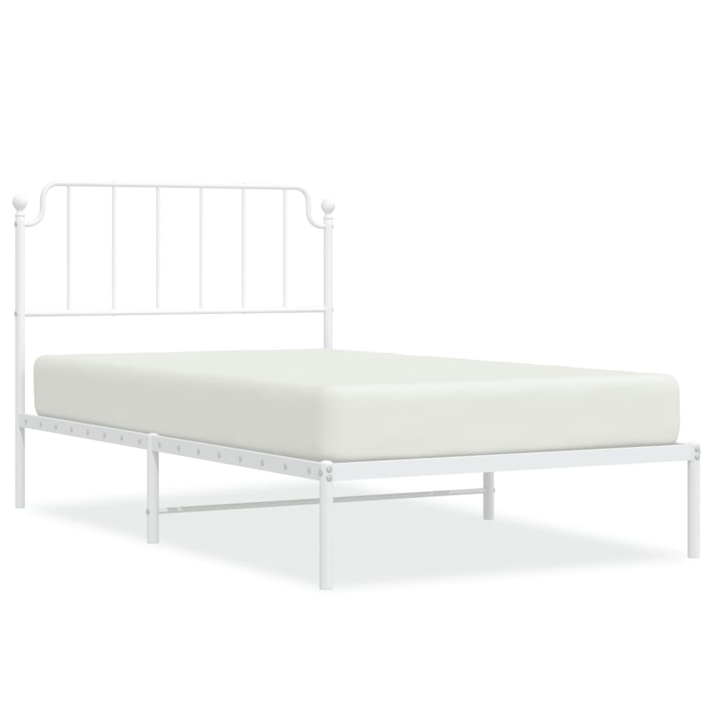 Bedframe Metaal 107 x 203 cm Wit met hoofdbord