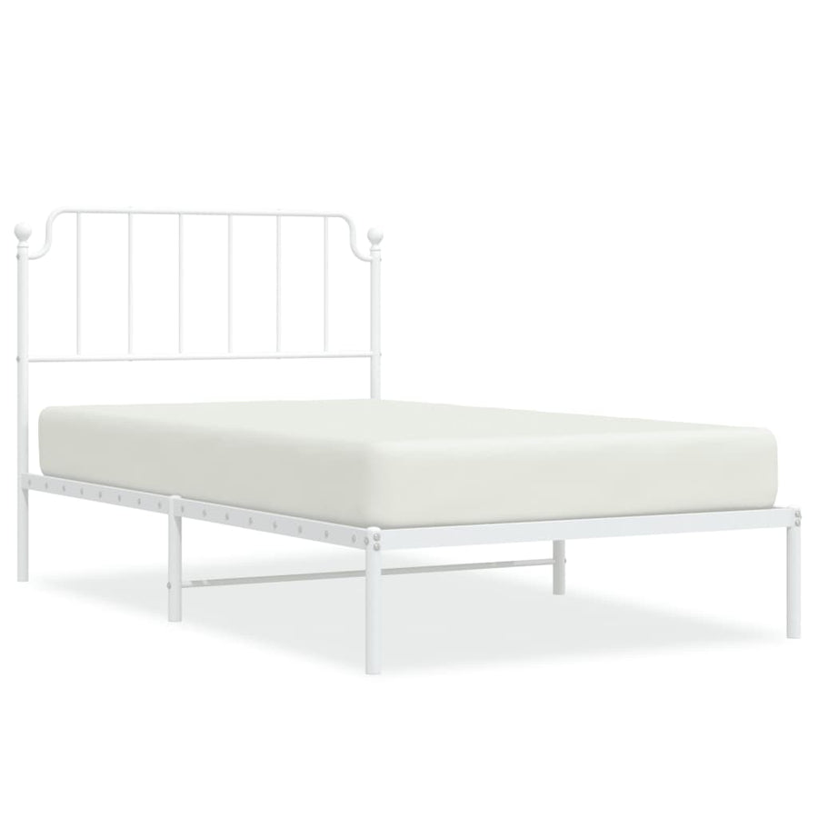 Bedframe Metaal 107 x 203 cm Wit met hoofdbord