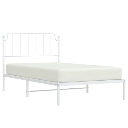 Bedframe Metaal 107 x 203 cm Wit met hoofdbord
