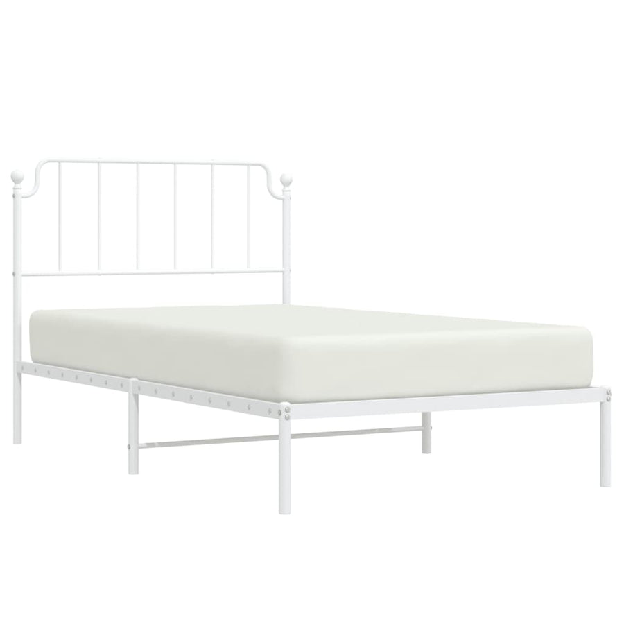 Bedframe Metaal 107 x 203 cm Wit met hoofdbord