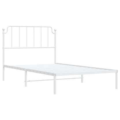 Bedframe Metaal 107 x 203 cm Wit met hoofdbord