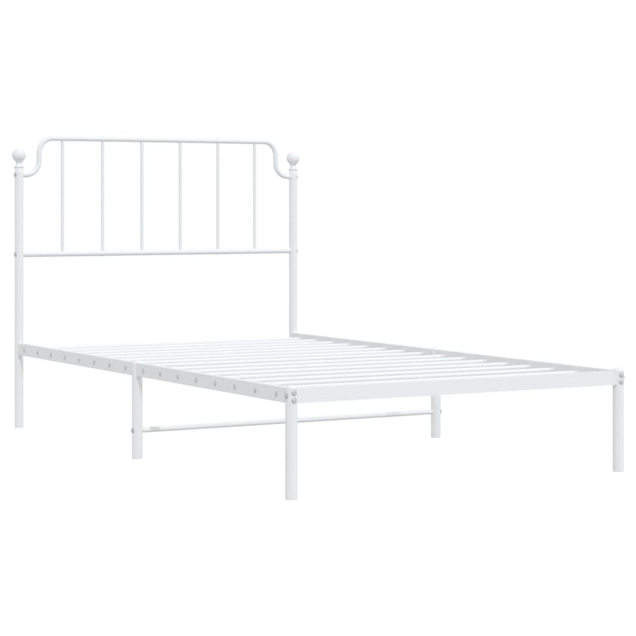 Bedframe Metaal 107 x 203 cm Wit met hoofdbord