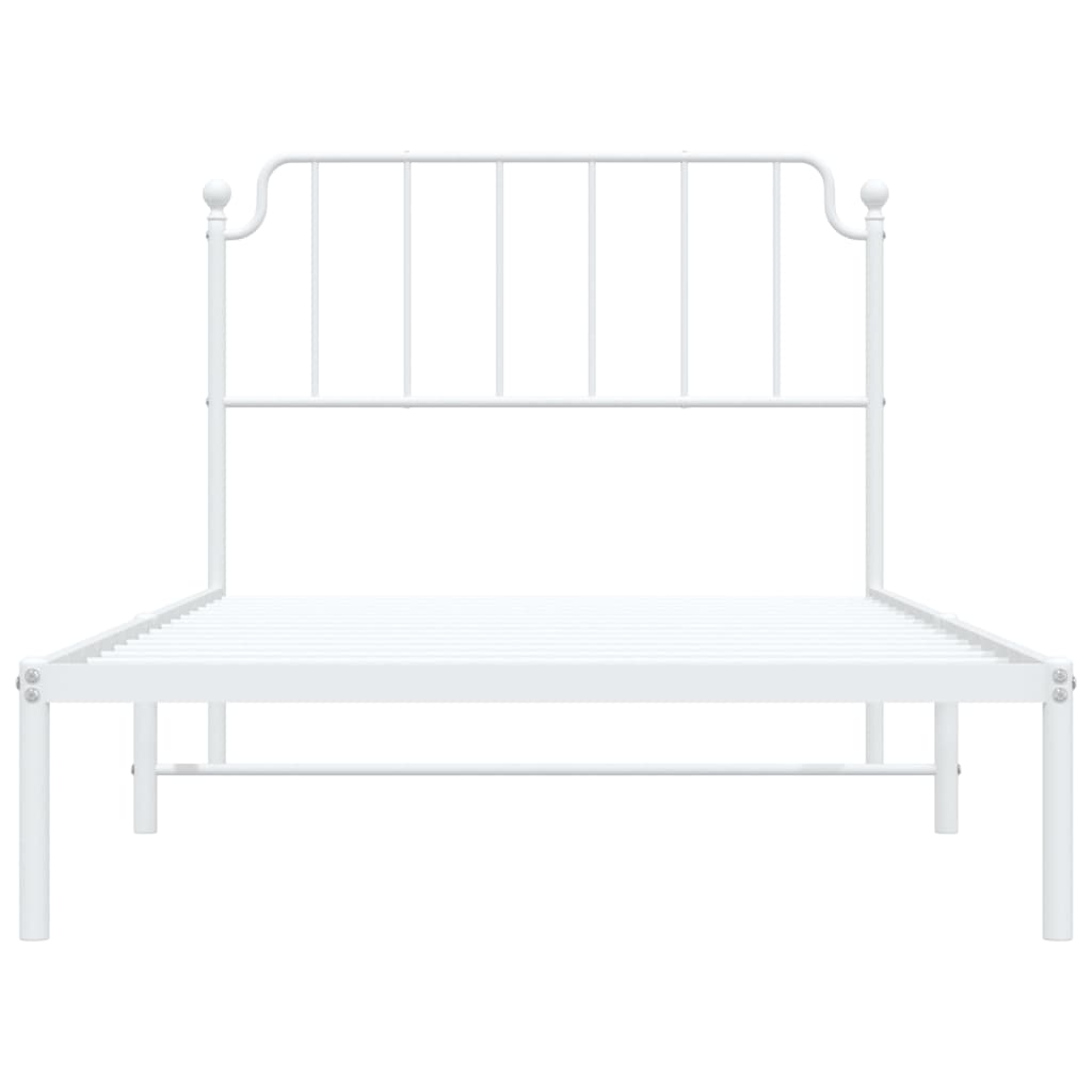 Bedframe Metaal 107 x 203 cm Wit met hoofdbord