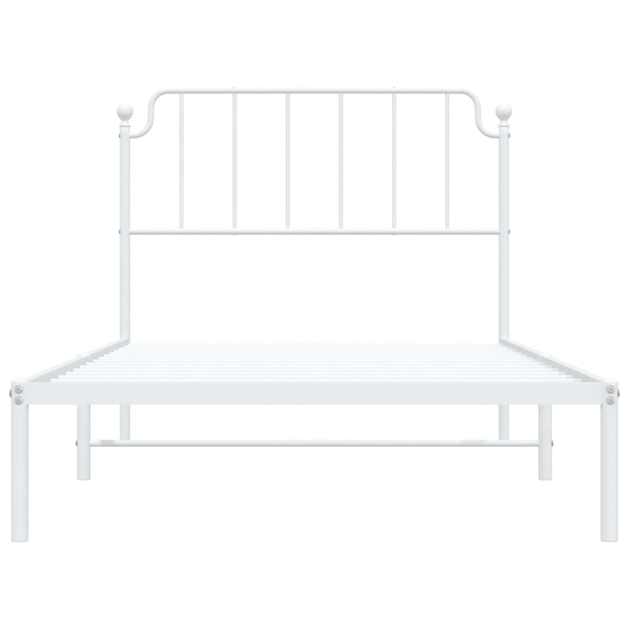 Bedframe Metaal 107 x 203 cm Wit met hoofdbord
