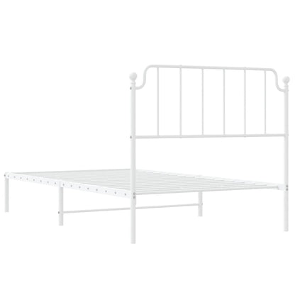 Bedframe Metaal 107 x 203 cm Wit met hoofdbord