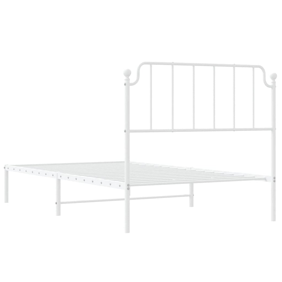 Bedframe Metaal 107 x 203 cm Wit met hoofdbord