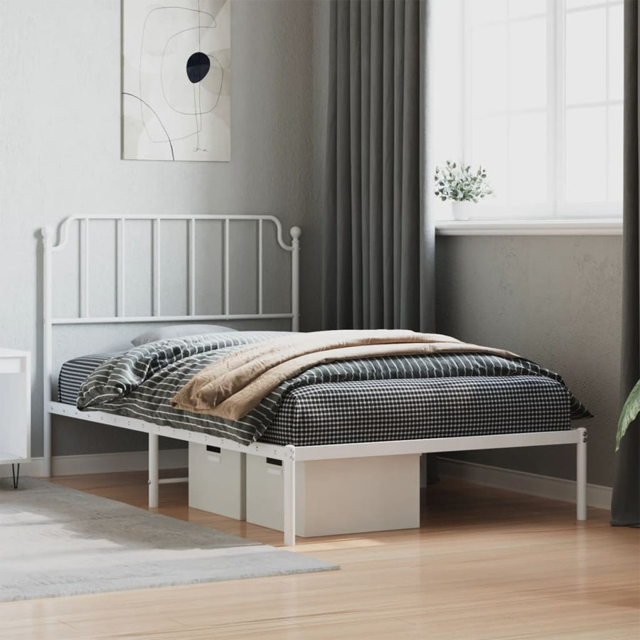 Bedframe Metaal 107 x 203 cm Wit met hoofdbord