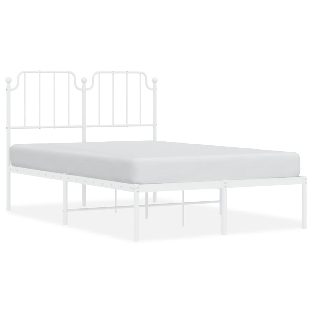 Bedframe Metaal 120 x 190 cm Wit met hoofdbord