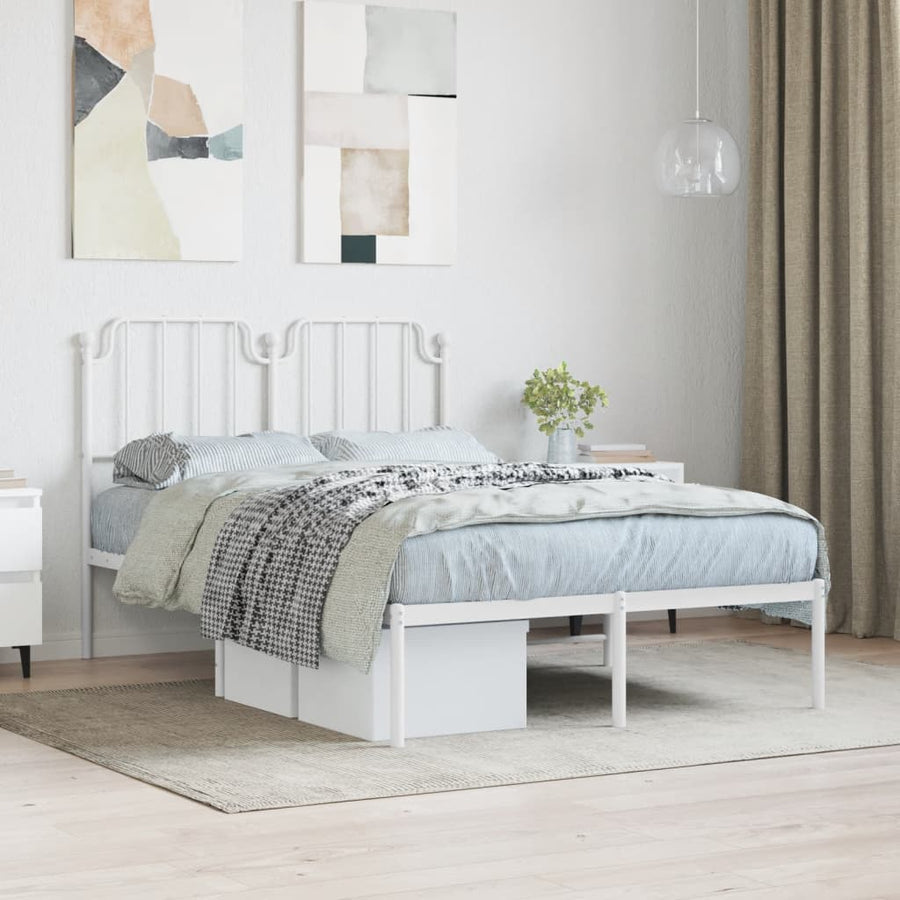 Bedframe Metaal 120 x 200 cm Wit met hoofdbord